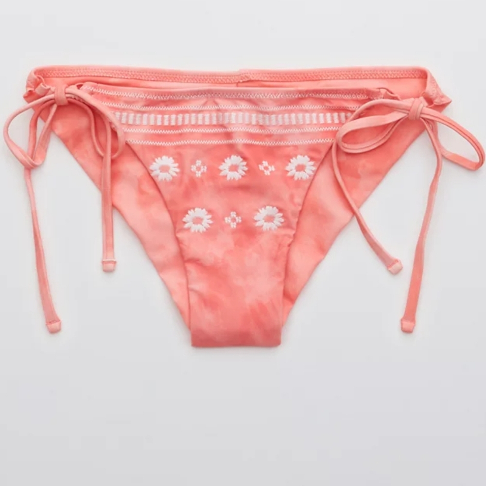 Aerie Embroidered Tie Cheekier Bikini Bottom - Picture 4 of 6